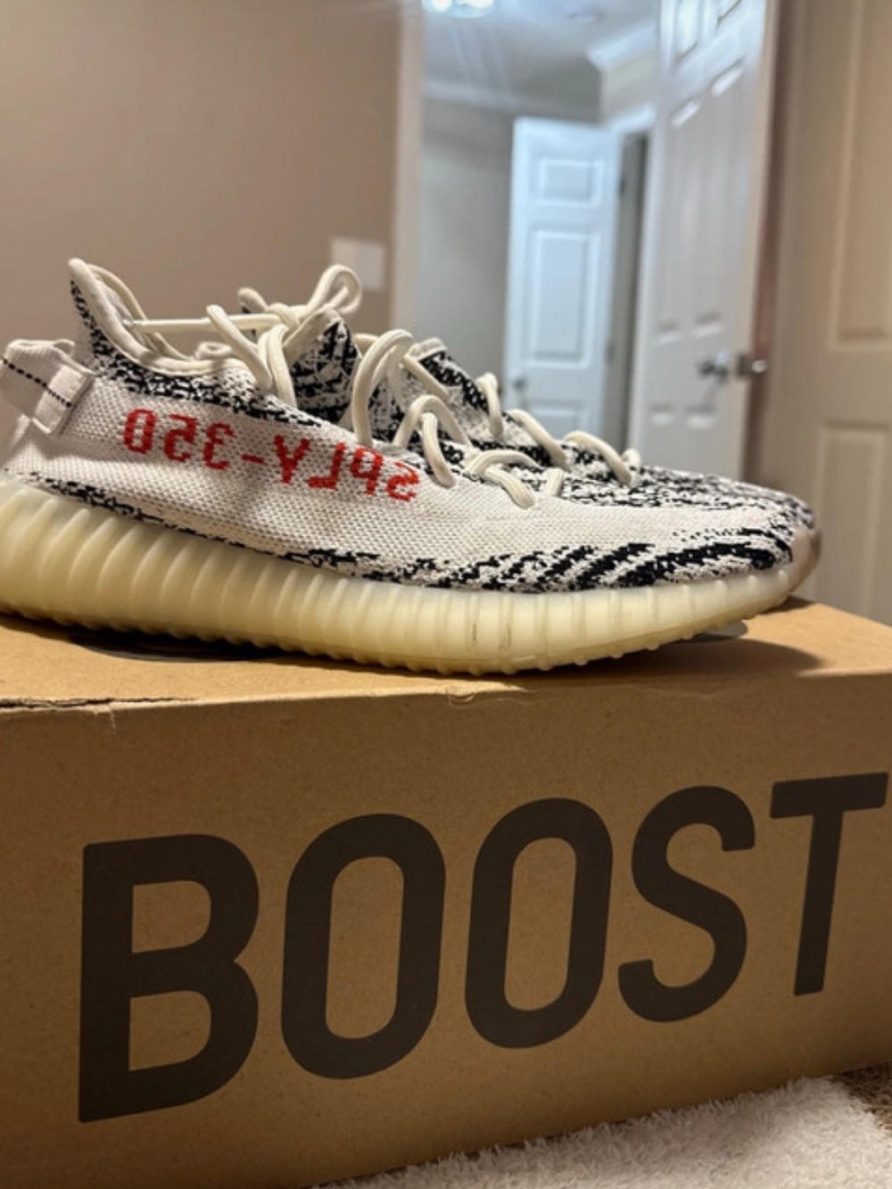 Yeezy Boost 350 V2 Zebra White/Black with Red Accents